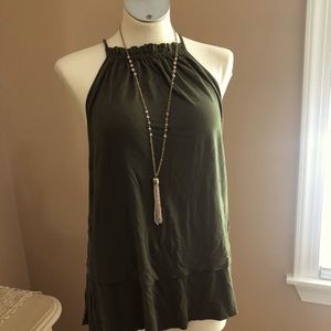 NWT Ann Taylor Loft Hi Neck Layered Tank M